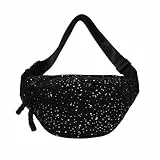 Bauchtasche Cord Damen Umhängetasche Cord Modische Glänzende Cords Hüfttasche Freizeit Sport Hüfttaschen Tinte Schwarz Crossbody Bag Gürteltasche mit Schultergurt Einstellbar für Damen, Herren