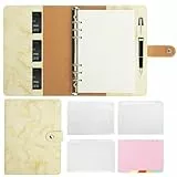 Skycase A5 Ringbuch nachfüllbar, 6-Loch Loseblatt Binder, PU Leder Notizbuch Ordner Portfolio mit Füllpapier, Bindertaschen & Papierblättern (Gelb)