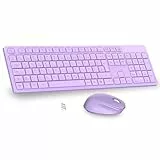 LeadsaiL K786 Kabelloses Tastatur Maus Set mit Nummernblock QWERTZ Deutsch - Flüsterleise Tastatur, 2.4 GHz Drahtlose Maus & Tastatur, 2-in-1 USB Nano Empfänger für PC/Laptop(Lila)