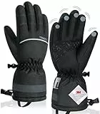 TANSTC Handschuhe Herren Damen Winter Warm Winterhandschuhe Skihandschuhe Thermohandschuhe Dicke wasserdichte Touchscreen Fahrradhandschuhe Thermo Sporthandschuhe Schneehandschuhe, Schwarz M