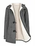 Vancavoo Wintermantel Damen Warm Winterjacke Elegant Plüsch Jacken Mantel Winter Fleece Hoodie Coat Kapuzenjacke,Dunkelgrau,S