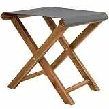BUTLERS Gartenhocker 35x40cm Akazienholz -Fisherman- Falthocker mit Textilbezug | Kleiner Klapphocker & Beistelltisch | Tragbare Campinghocker in Skandi-Stil | Gartenmöbel & Balkonmöbel
