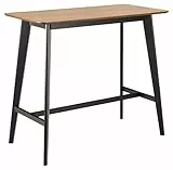 AC Design Furniture Roxanne Bartisch mit Eichenfurnier Tischplatte und schwarzen Holzbeinen, kontrastreicher Hochtisch im modernen Retro-Stil, Barmöbel, Küchenmöbel, B: 120 x H: 105 x T: 60 cm