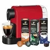 Tchibo Cafissimo „Pure plus“ Kaffeemaschine Kapselmaschine inkl. 30 Kapseln für Caffè Crema, Espresso und Kaffee | 0,8l | 1250 Watt | 11,9 x 33,7 x 24 cm | Rot