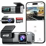 Dashcam Auto Vorne Hinten 4K+1080P, Navycrest 5GHz WiFi Dash Cam mit 64GB SD Karte, Dual Auto Kamera mit Super Nachtsicht, WDR, G-Sensor, 24/7 Parküberwachung, Loop-Aufnahme, APP Steuerung, Max 256G