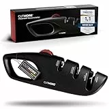 CUTMORE® ProSharp Messerschärfer mit Winkeleinstellung 15°–24° – Diamant Messerschleifer für japanische & Damastmesser – schärft Wellenschliff, Brotmesser & Scheren – Profi Schärfer manuell
