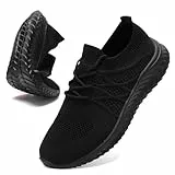 UNQWQZ Schuhe Herren Atmungsaktiv Sportschuhe Hallenschuhe Leicht Laufschuhe Turnschuhe Freizeit Running Tennis Sneakers Straßenlaufschuhe Trainingsschuhe Schwarz 43