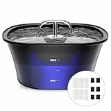 Katzenbrunnen, 2,5L Trinkbrunnen für Katze, Ultra Leise Wasserbrunnen für Katzen mit LED und 6 Aktivkohlefilter, Vierfaches Filtersystem Leicht zu Reinigen, BPA-freier Katzentrinkbrunnen