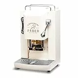 FABER COFFEE MACHINES | Modell Pro Deluxe | Kaffeepadmaschine für 44 mm ESE-Pads | Chrom-Finish | Padpresse aus reinem Messing, Pure White
