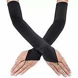Coucoland Damen Satin Classic Opera Fest Party Audrey Hepburn Handschuhe - 1920s Lang Kurz Elastisch (Fingerlos Glatt/Schwarz)