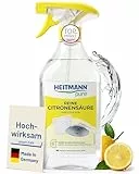 HEITMANN pure Reine Citronensäure 500ml | Effektiver Kalkentferner in Küche & Bad | 100% natürliche Zitronensäure | Idealer Entkalker Kaffeevollautomat, Wasserkocher & Waschmaschine
