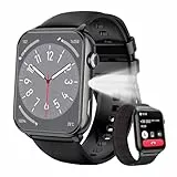 IOWODO Smartwatch Herren Damen 2025 | Bluetooth Anrufe & LED-Leuchte | SpO2 & Schlafüberwachung | 350mAh (6+ Tage) | 2 Armbänder (Silicone/Nylon) | Fitnessuhr für Android & iOS