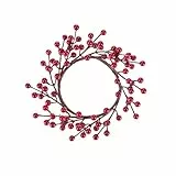GLOREX 6 3805 503 - Dekokranz mit roten Beeren, ca. 23 x 23 x 3 cm großer Beerenkranz, geeignet als Tisch-, Wand- oder Türschmuck