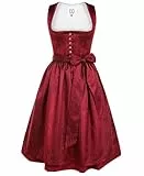 DIRNDLSTERN Damen Midi Rot - Trachtenkleid Damen Dirndlkleid mit Plissee Dirndlschürze für Oktoberfest 38