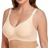 Gailife Atmungsaktiver BH Damen Ohne Bügel Bequem und weich Bustier Damen Unsichtbarer Schlaf BH mit zusätzlicher BH-Verlängerung Beige L