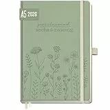 Häfft® Wochen-Notiz-Kalender 2026 A5 'Fine Flowers' Buchkalender, Planer Notiz-Timer, Terminplaner, Wochenkalender, Organizer, Terminkalender mit Einstecktasche - nachhaltig & klimafreundlich