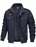 MAGCOMSEN Herren Jacke Fleecejacken Übergangsjacke mit Innenfleece Jacket Winterjacken Warme Fliegerjacke Dunkelblau XL
