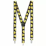 Boland - Hosenträger, 1 Stück, Elasthan, Gummi, Metallschließe, Lederpatch, Suspenders, Motiv, Verkleidung, Kostüm, Mottoparty, Karneval