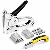 AECCN Handtacker Set - 3 in 1 Tacker für Holz Stoff Möbel Dachpappe - Tackerpistole mit 2100 Klammern - TÜV GS Geprüft - Inkl Klammerentferner
