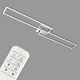 BRILONER - LED Deckenlampe mit Fernbedienung, dimmbar, einstellbar von warmweiß bis neutralweiß, LED Lampe, Deckenleuchte, Wohnzimmerlampe, Schlafzimmerlampe, Küchenlampe, 110x25x8 cm, Chrom-Alu