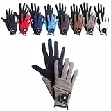 RL24 - Reithandschuhe Damen & Herren Professional Nubuk | Handschuhe zum Reiten | Reiterhandschuhe mit Magic-Lederimitat | robust, rutschfest & atmungsaktiv | Reitzubehör in Schwarz/Grau | S