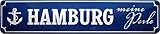 WOGEKA ART Retro Blechschild - Hamburg - Meine Perle - witziger Spruch als Geschenk-Idee zum Geburtstag Weihnachten Dekoration 46x10 cm Vintage-Design Straßenschild Metall STR53