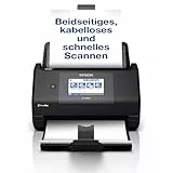 Epson Workforce ES-590W WLAN Dokumentenscanner | 45 S./Min. / 90 ipm | 100 Blatt automatischer Dokumenteneinzug | 10,9 cm Touchscreen | Farbe | Kabelloses Scannen an mehrere Ziele | Bis DIN A4