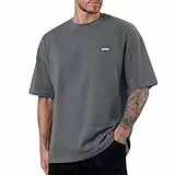 SMILODOX T-Shirt Herren Cedrik, Oversize Shirt aus 100% Baumwolle, Weiches Material, Metallabel Baumwollshirt, Kurzarmshirt mit modernem Detail, Freizeitshirt Vielseitig kombinierbar im Alltag