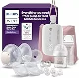 Philips AVENT Hands-Free-Milchpumpen-Starter-Set, Motor in Krankenhausqualität, spiegelt den Trinkrhythmus des Babys wider, bis zu 85 Pumpbewegungen pro Minute, Modell SCD553/11