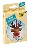 folia 52916 - Filz Nähset für Kinder-Mini Filzinie, Anhänger Rentier, 9 teilig - Filznähset zur Herstellung eines selbstgenähten Anhängers