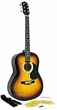 Martin Smith Akustikgitarre mit Gitarrensaiten, Gitarrenplektren & Gitarrengurt - Sunburst