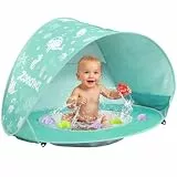 Zooawa Strandmuschel Pop Up Baby Strandzelt Strandmuscheln,Tragbar Baby Strand Zelt mit Mini Pool UV-Schutz 50+ Sun Windschutz Shelter für Kleinkinder mit Strand Sand Spielzeug Set, Minzgrün