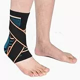 VITTO Sprunggelenkbandage, Fußbandage bei Bandschäden, Schwachen Gelenken, Verstauchtem Gelenks und Arthritis (mit Riemen, S)