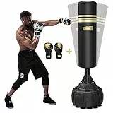 Dripex 165cm Freistehender Boxsack Standboxsäcke, MMA Boxpartner Boxing Trainer Heavy Duty Punchingsäcke Boxsack mit 12 Saugnäpfen und Handschuhen