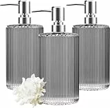 3 Stück Glas-Seifenspender, 500 ml, vielseitiger Lotion-Flüssigseifenspender, Handseifenspender mit Pumpe für Badezimmer, Arbeitsplatte, Küche, Waschküche (grau)