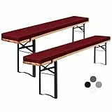 Showgeous 2er-Pack Bierbankauflage Gepolstert für Bierzeltgarnitur Bankauflage 220x25x3cm XL Waschbare Bierbankauflagen Gepolstert Auflage für Biertisch & Partyzeltgarnitur(Bordeaux,Wasserabweisend)