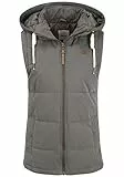 OXMO OXLew Damen Weste Steppweste Outdoor Weste mit Kapuze Eingrifftaschen Baumwollmischung Regular fit, Größe:M, Farbe:DARK GREY (792890)