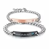 Cupimatch Paare Armbänder mit Gravur: “Wenn ich dein bin” “bin ich erst ganzmein Romantisch Armband Set mit Zirkonia Edelstahl Schwarz und Roségold Partner Armkette Schmuck für Valentinstag Jubiläum