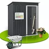 Juskys Metall Gerätehaus S mit 1 m², Pultdach, Schiebetür & Fundamentrahmen - 161 x 86 x 181 cm Geräteschuppen Gartenhaus Schuppen klein - Anthrazit