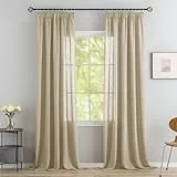 VOILYBIRD 2er Set Leinen Mischgewebe Vorhänge mit Kräuselband Leinenoptik Gardinen für Schlafzimmer Wohnzimmer (HxB 245 x 140 cm, Khaki)