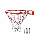 Relaxdays Basketballkorb Wandmontage, inkl. Netz & Dübel, Outdoor geeignet, Ø: 45 cm, Basketballring Eisen, orange