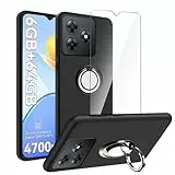 LYZXMY Hülle für Blackview Oscal Flat 2 / Oscal Flat 2C(6.56') Schwarz Hülle + Drehringhalter + Gehärtetes Glas Displayschutz