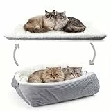 MAIYADUO Weiches Katzenbett Waschbar 60x45 cm Plüsch Haustierbett für Kleine Hunde und Katzen - 2 in 1 Katzenkissen Katzendecke Katzensofa Nest Bett