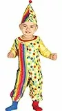 FIESTAS GUIRCA | Clown Baby Kostüm (18-24 Monate) - Mütze und Overall - Zirkus- und Komödie Kostüme für Halloween, Karneval und Kostümpartys - Ideal für Unisex-Babys - Mehrfarbig