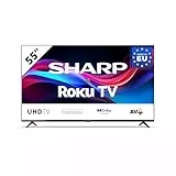 SHARP 55GJ4225E - 55 Zoll Fernseher (139 cm) 4K Ultra HD Roku TV - Gaming & Streaming LED Smart TV ohne Rahmen (HDR10, HDMI 2.1, AV1-Codec, Receiver, WLAN) - Netflix, Prime, YouTube, Disney+