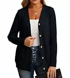 GRECERELLE Strickjacke Damen Cardigan Damen Elegant Gedrehte Strickjacke für den Herbst mit Knöpfen, V-Ausschnitt und praktischen Taschen, Dünne und Stilvoll (Marineblau, L)