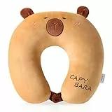 TaleMoon Nackenhörnchen Kinder,Reisekissen Cartoon Capybara Kopfstütze,Nackenkissen Reise Erwachsene,Tier Reisekissen Memory Foam,Flugzeug Auto Schlafkissen,für Zug Büro Flugzeug