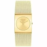 Calvin Klein Analog Quarzuhr für Damen Kollektion CK Pulse mit Goldfarben Edelstahl-Mesh-Gliederarmband - 25100062