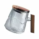 Housoutil Große Glas Teetasse mit Deckel und Teesieb Hitzebeständig und Sicher Modernes Design für Büro und Zuhause für Losen Tee und Kräutertee
