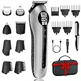 Tierney Haarschneidemaschine Profi, 6-in-1 Barber Set, Haarscherer Bartschneider Herren, IPX6 Wasserdicht Barttrimmer Herren, LED Anzeige Haarschneider, 9 Führungskämme Aufsätze und Koffer